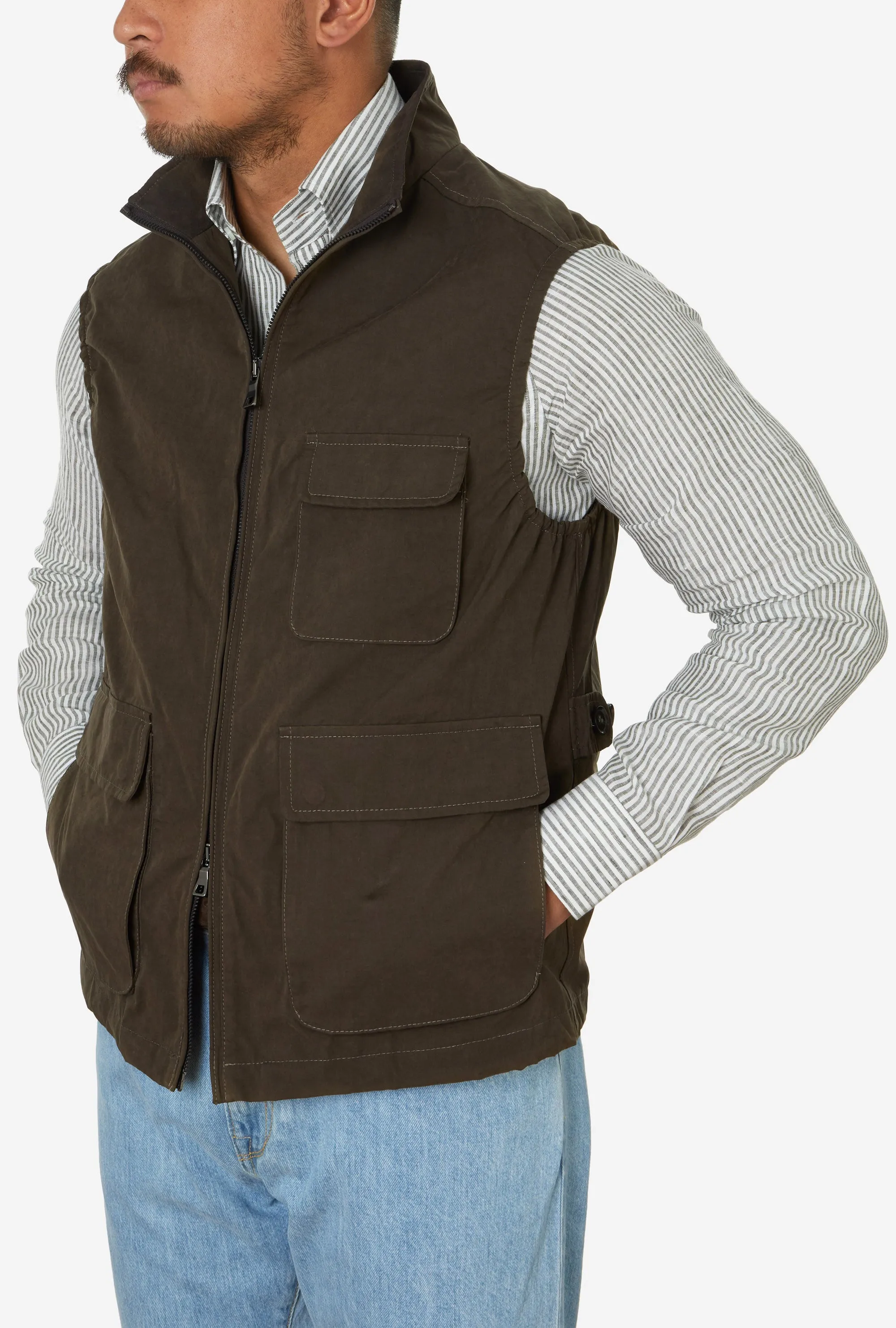 Technical Cotton Gilet Mushroom