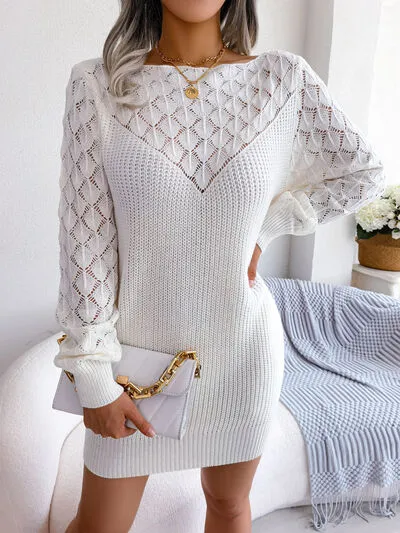 TEEK - Dainty Boat Neck Sweater Dress