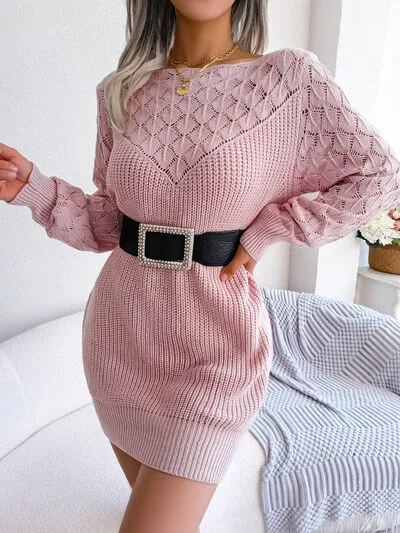 TEEK - Dainty Boat Neck Sweater Dress