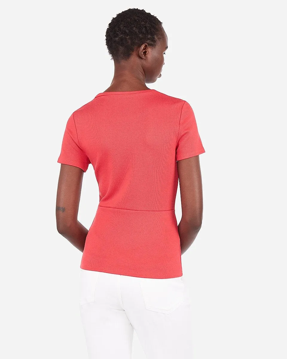 Textured Twist Waist Top in Guava