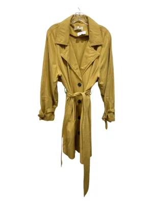 The Great Size 3/L Mustard Yellow Cotton Button Sash Trench Coat