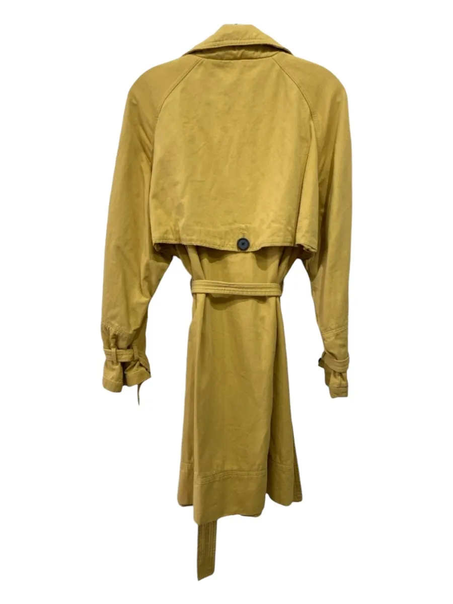 The Great Size 3/L Mustard Yellow Cotton Button Sash Trench Coat