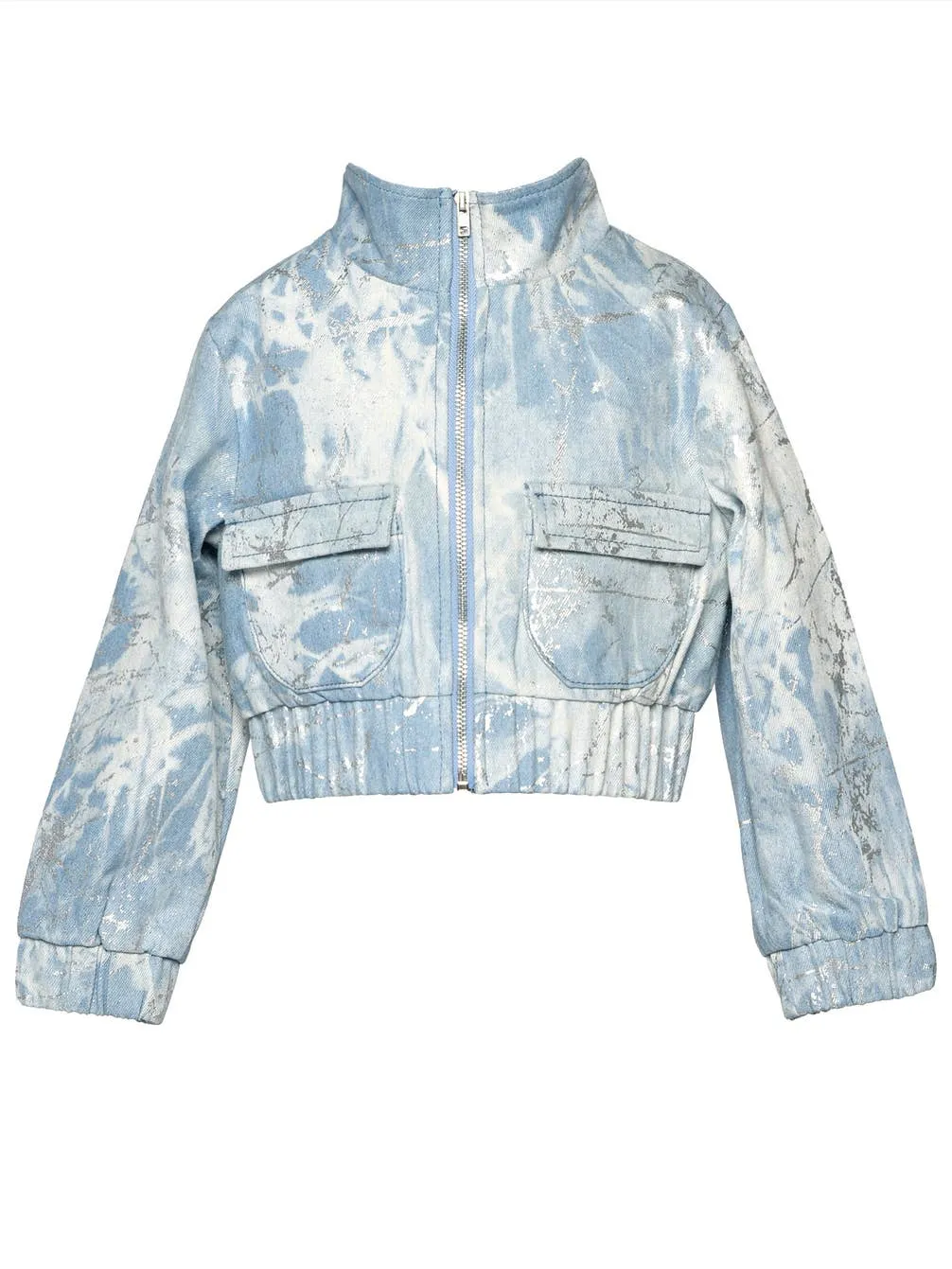 Toddler l Little l Big Girl’s Silver Tie Dye Denim Jean Jacket