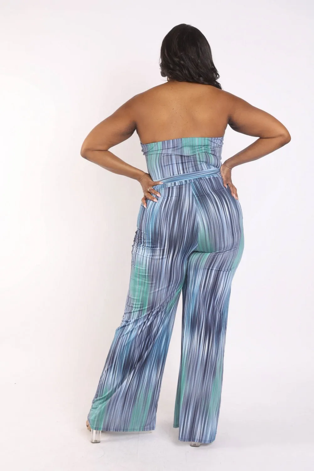 Tube Top Jumpsuit with Self Belt