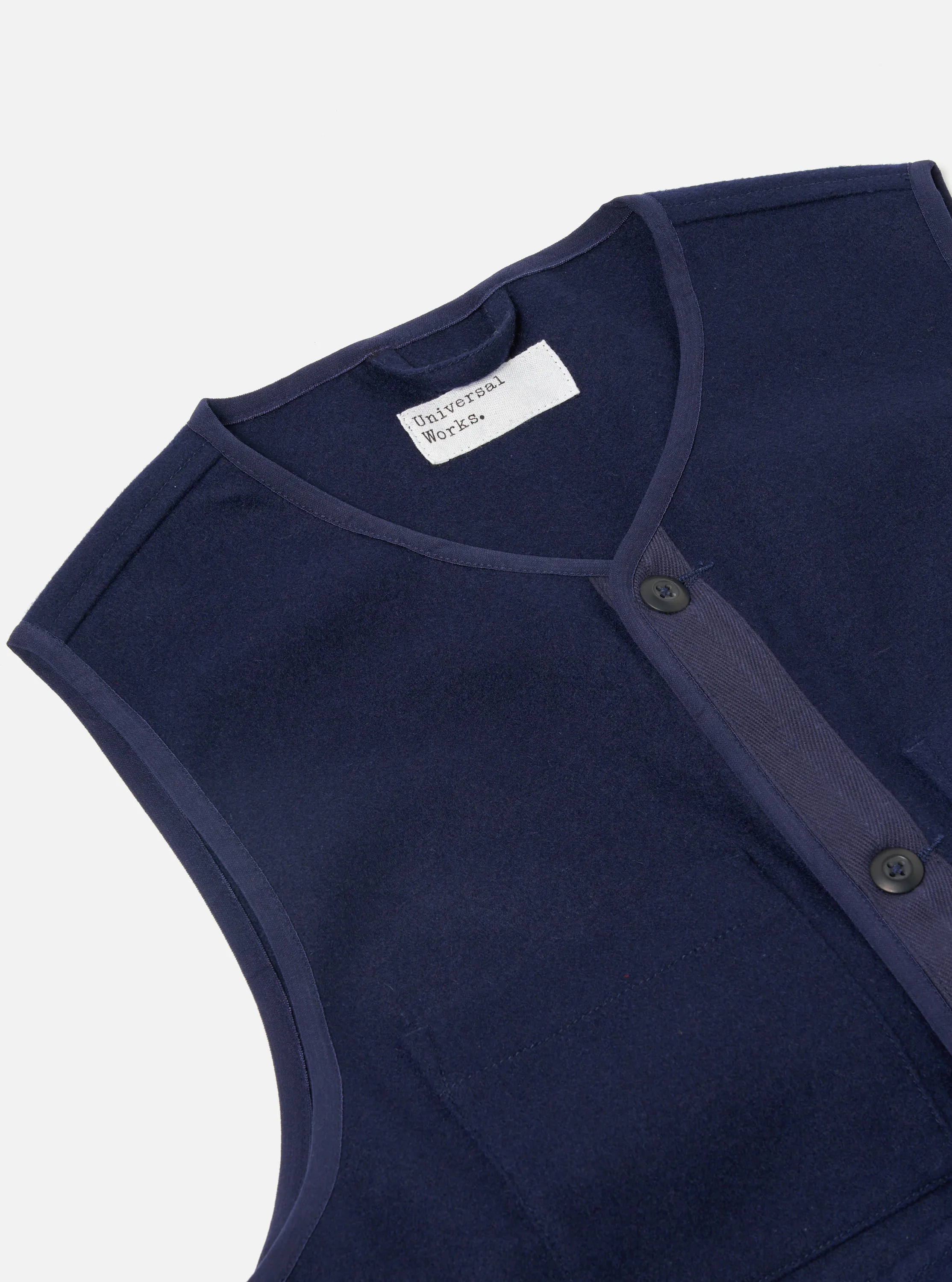 Universal Works 4 Pocket Gilet in Navy Melton