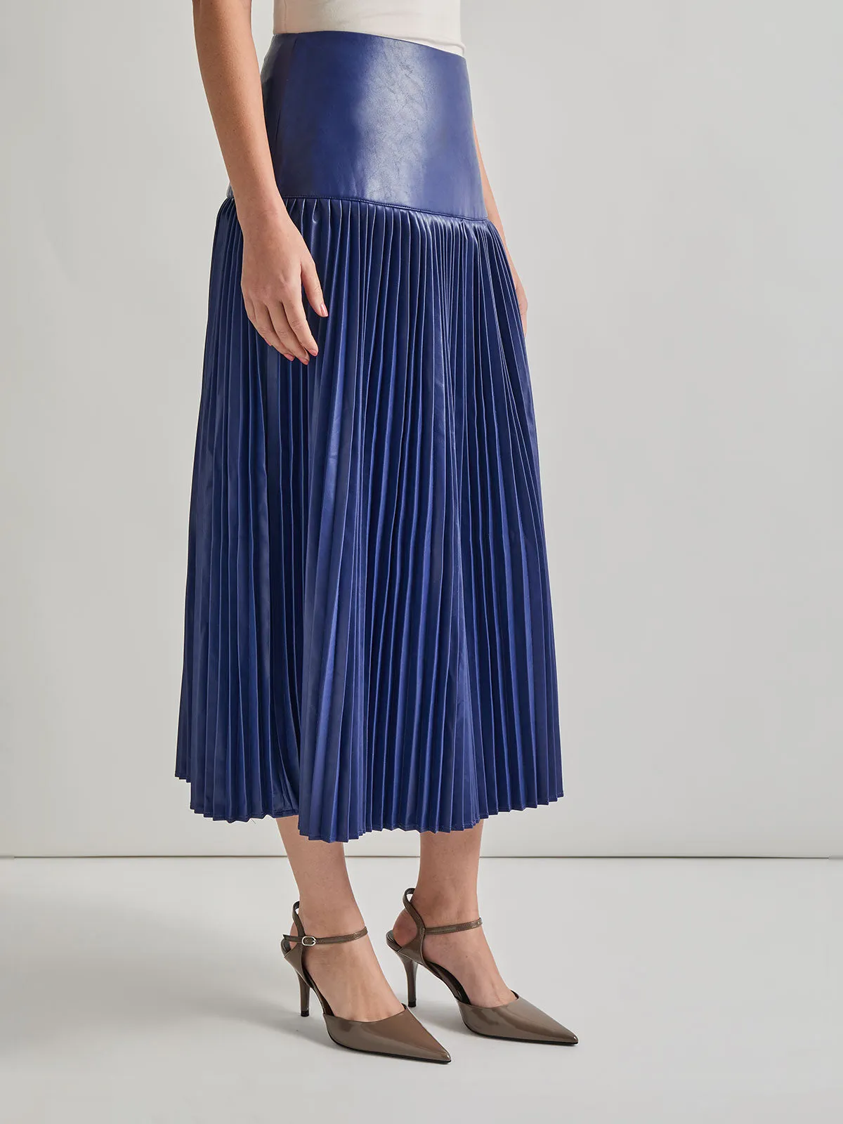 Vegan Leather Accordian Maxi Skirt