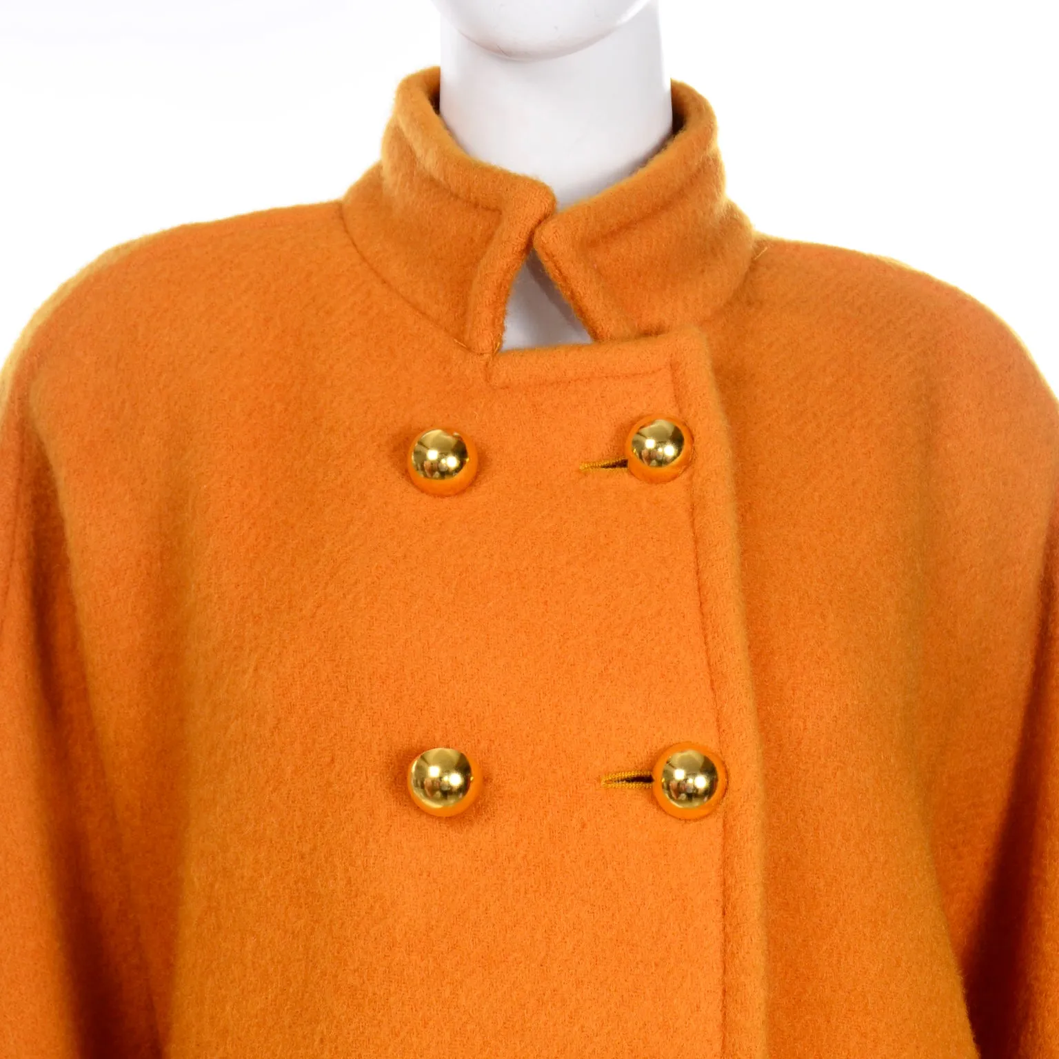 Vintage Tangerine Orange Guy Laroche Swing Coat Wool & Mohair Jacket