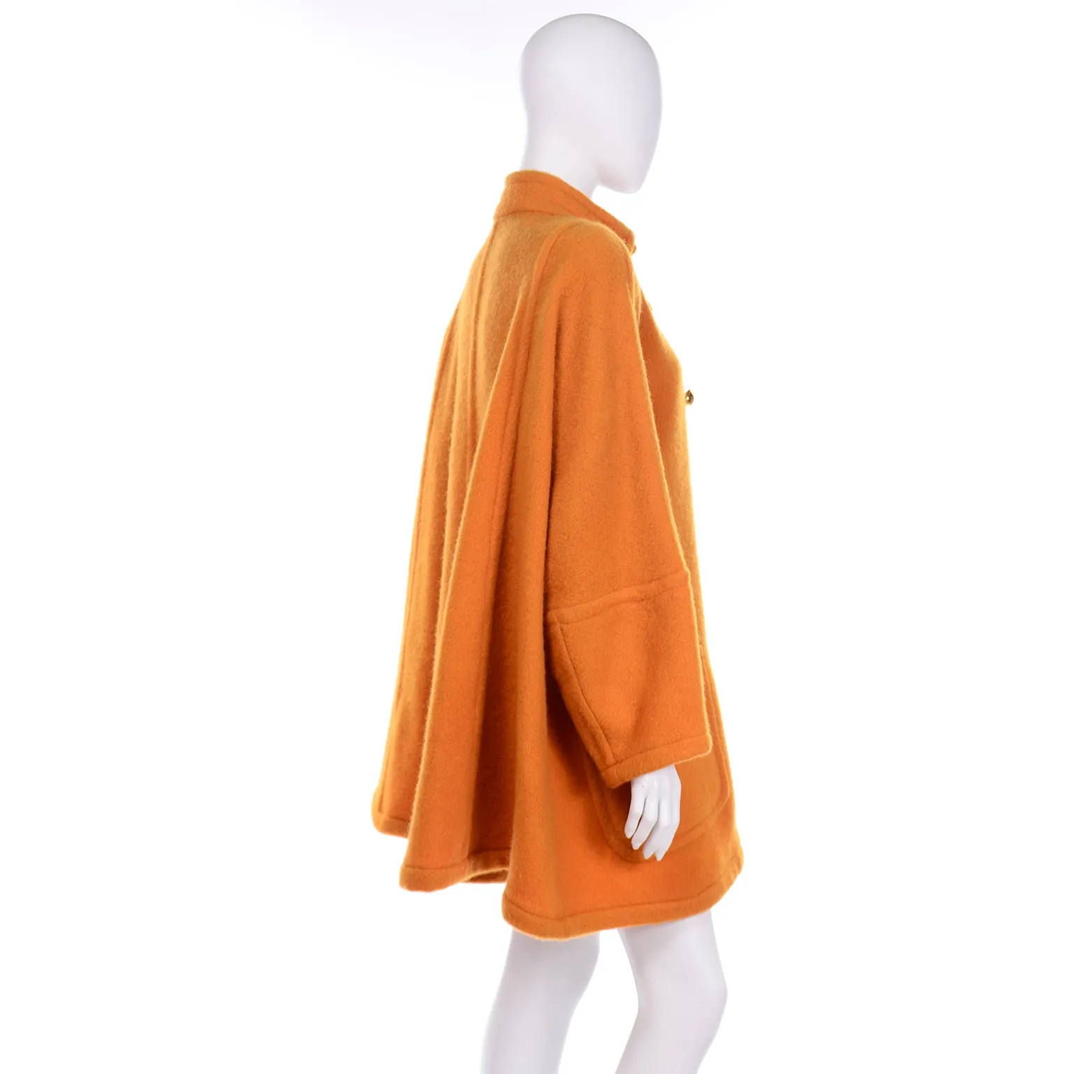 Vintage Tangerine Orange Guy Laroche Swing Coat Wool & Mohair Jacket