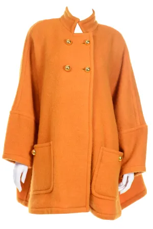 Vintage Tangerine Orange Guy Laroche Swing Coat Wool & Mohair Jacket