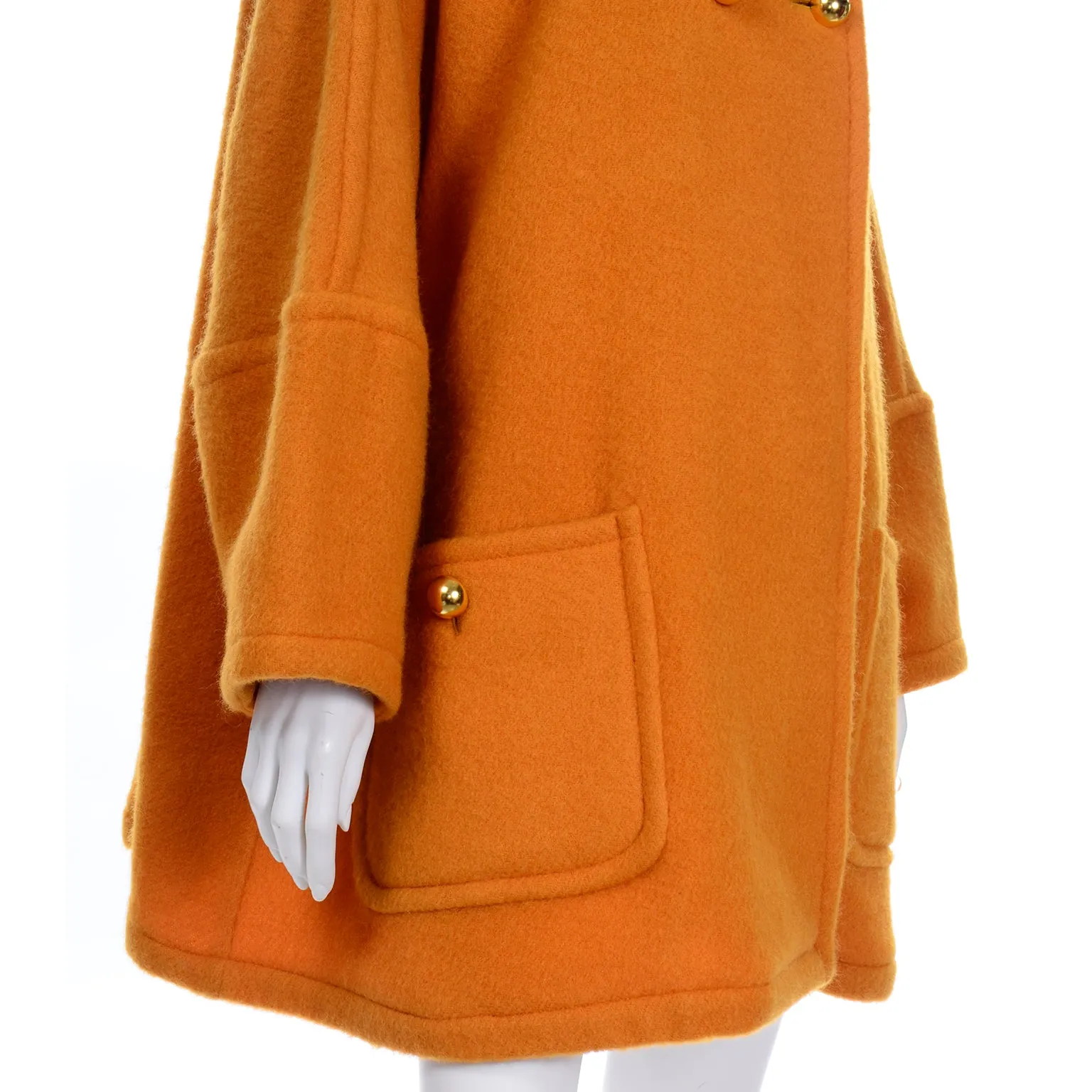 Vintage Tangerine Orange Guy Laroche Swing Coat Wool & Mohair Jacket