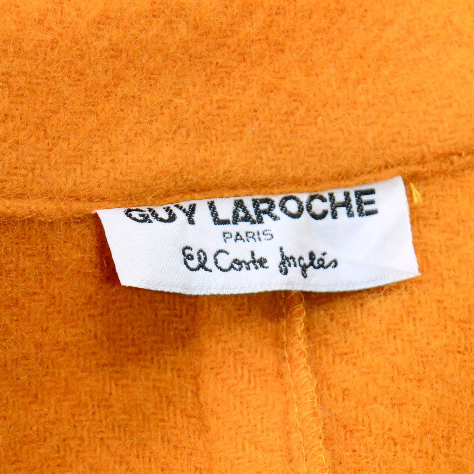 Vintage Tangerine Orange Guy Laroche Swing Coat Wool & Mohair Jacket