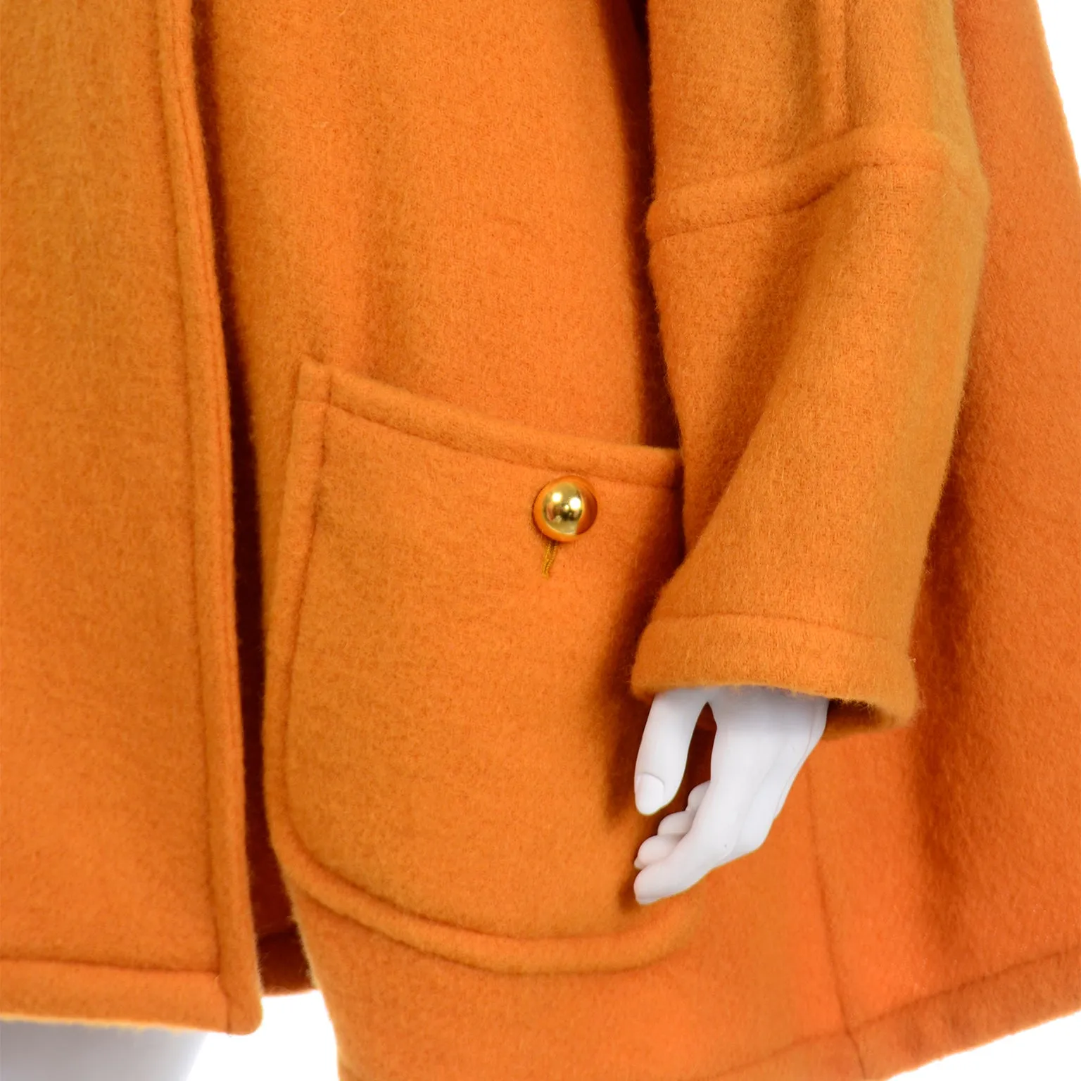 Vintage Tangerine Orange Guy Laroche Swing Coat Wool & Mohair Jacket