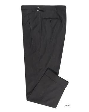 Washable Wool Pants: Plain Charcoal Grey High Waisted Pant