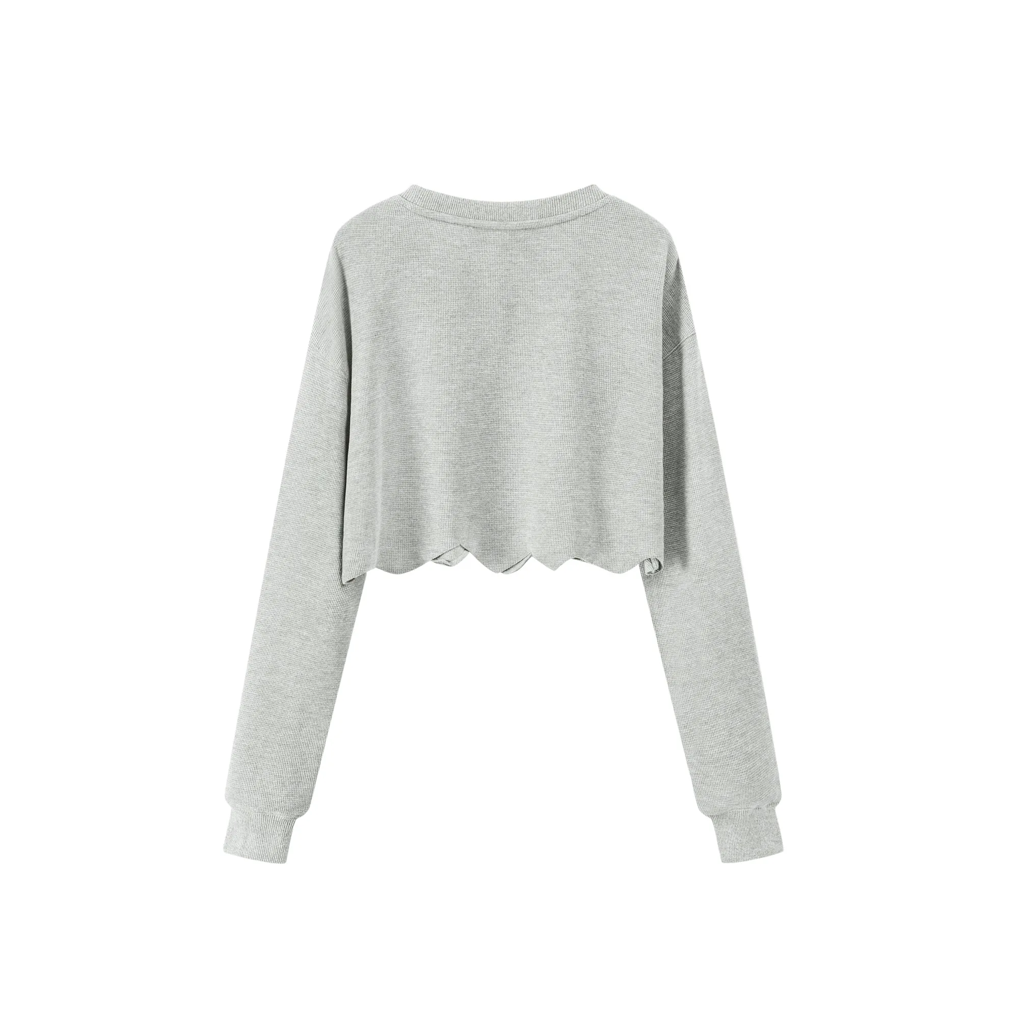 Wavy Edge Long Sleeve Crop Sweatshirt