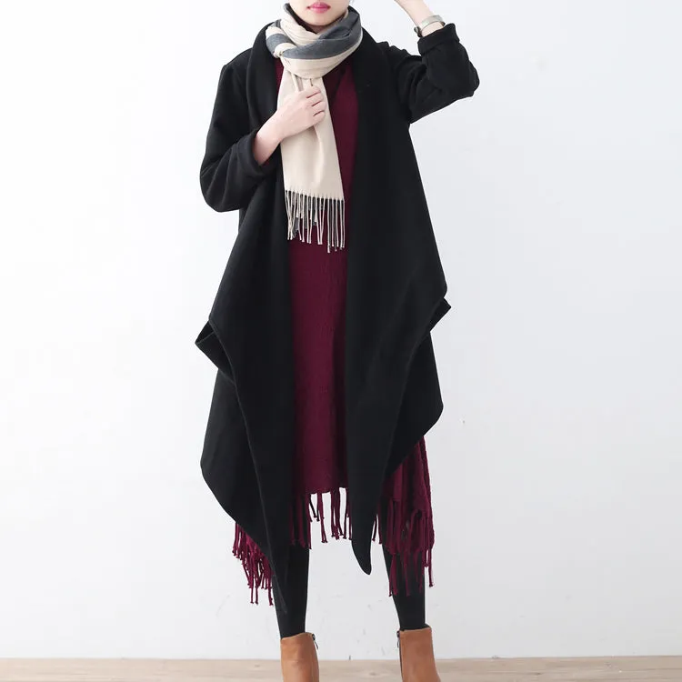 women black woolen coat plus size clothing long coats boutique trench coat