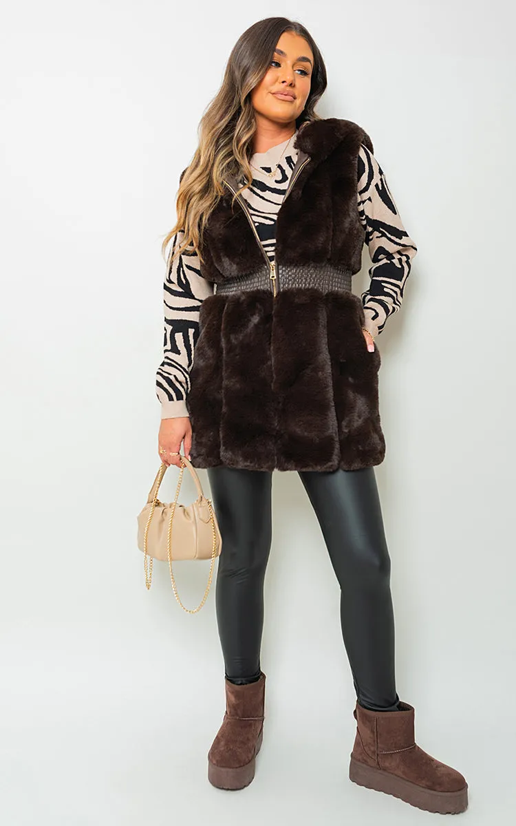 Women's Faux Fur Zip Up Gilet