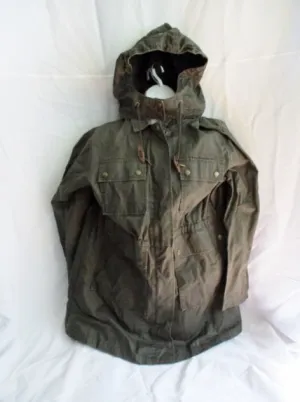 Womens J. CREW Trench Detective Military Hood Cotton Coat jacket XL GREEN OLIVE