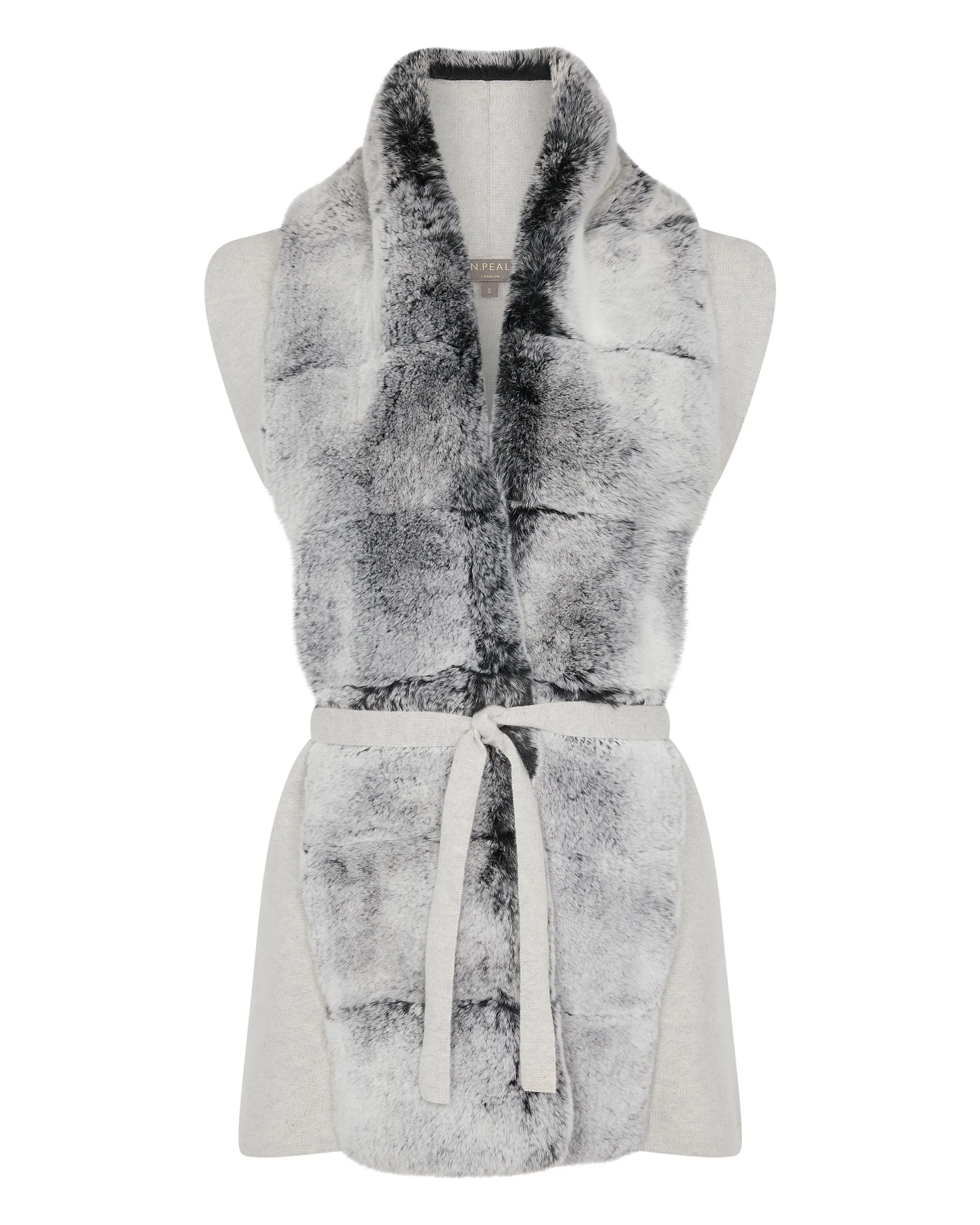 Women's Lola Fur Placket Cashmere Gilet Pebble Grey