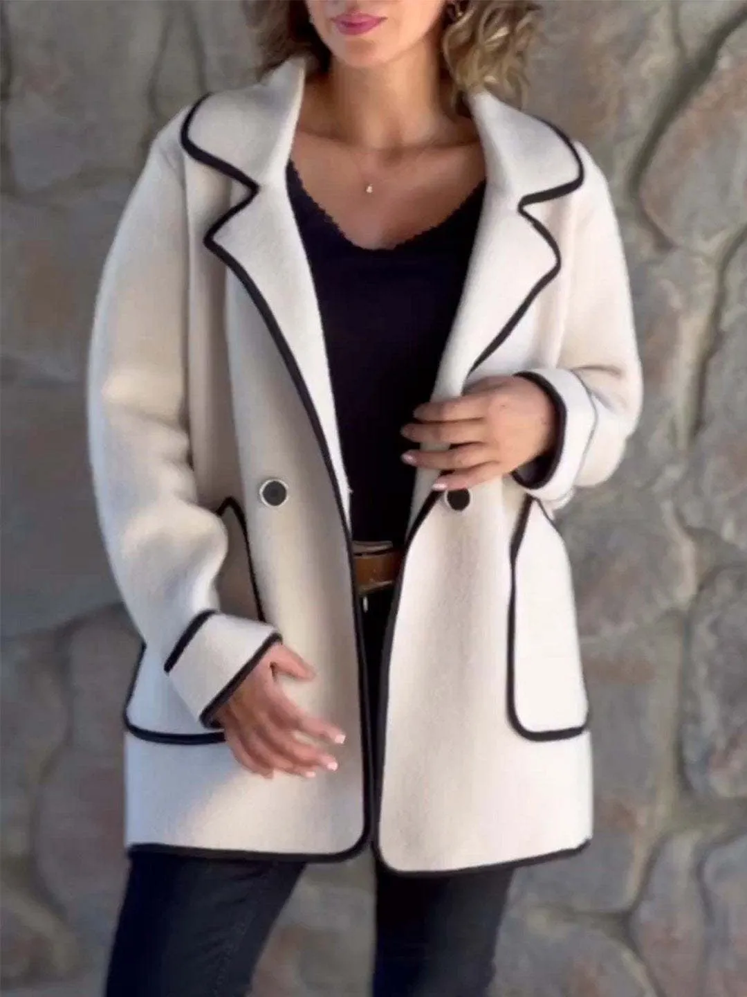 Women's Woolen Trench Coat Casual Blazer