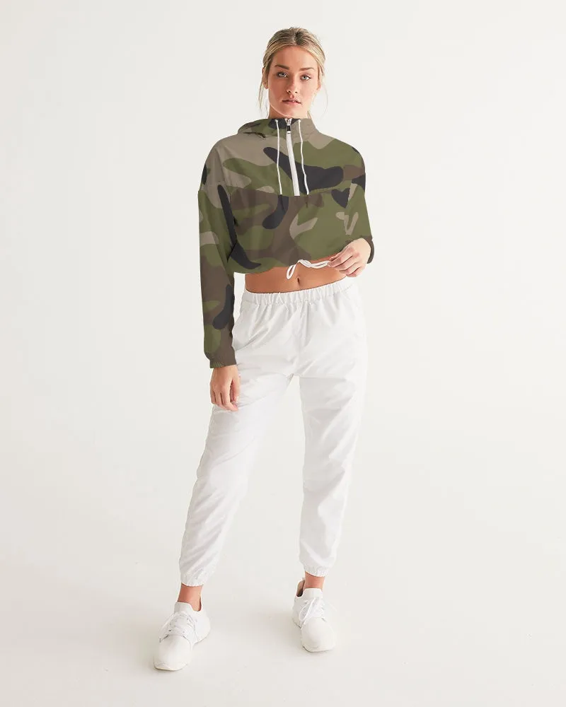 Woodland Camo Women's Cropped Windbreaker Jacket