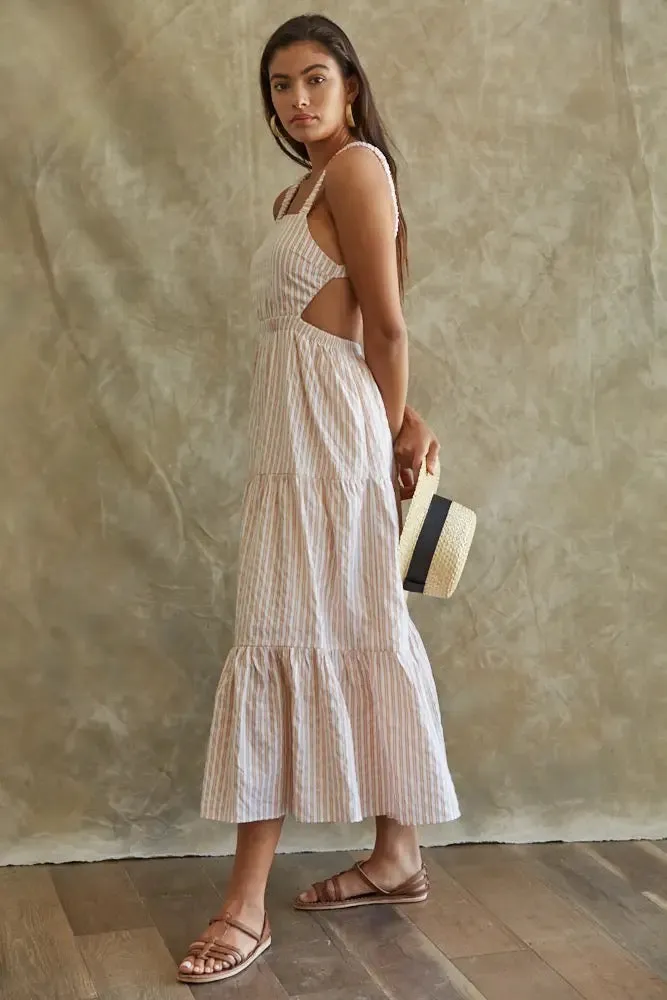 Woven Cotton Sleeveless Open Back Maxi Dress