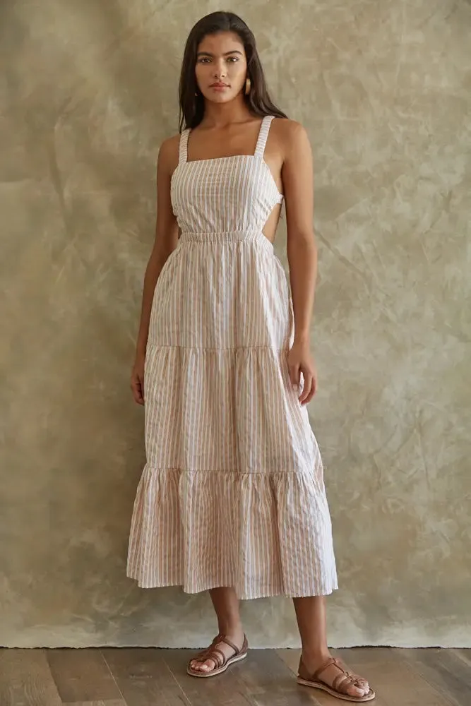 Woven Cotton Sleeveless Open Back Maxi Dress