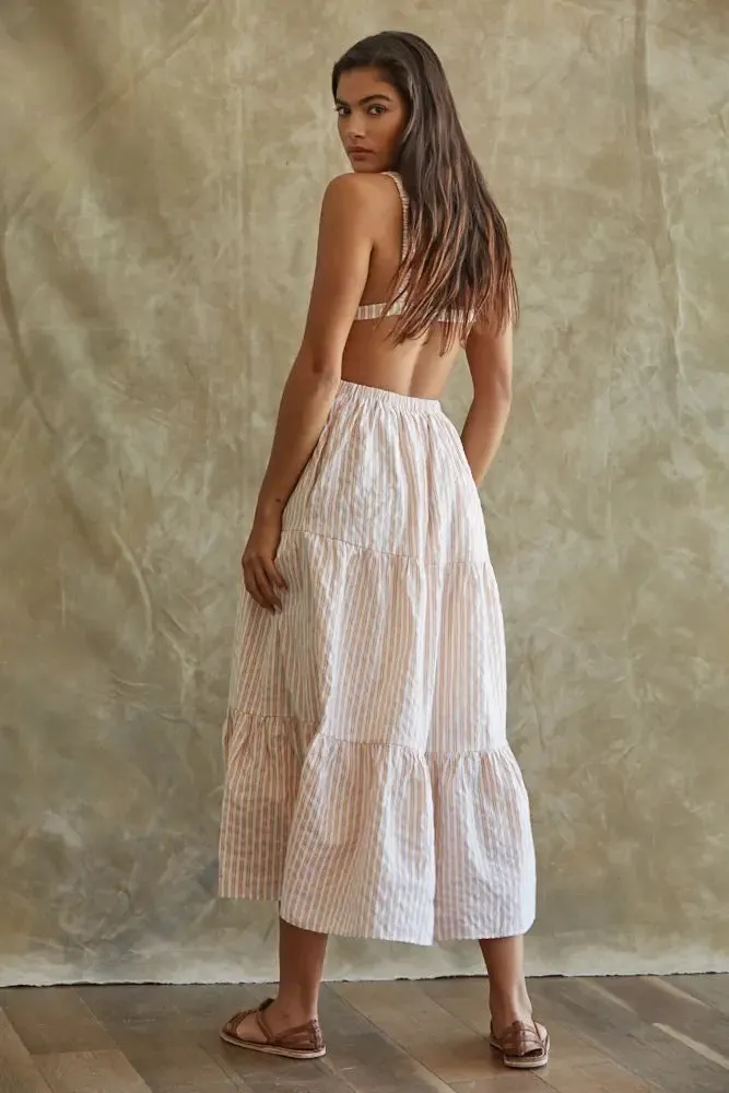 Woven Cotton Sleeveless Open Back Maxi Dress