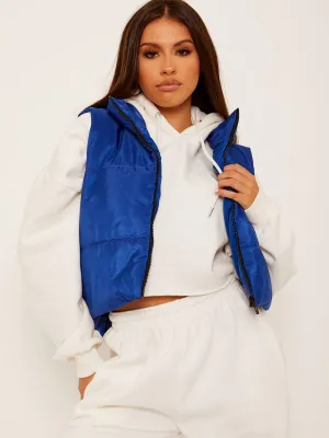 Yoli Cropped Padded Gilet In Royal