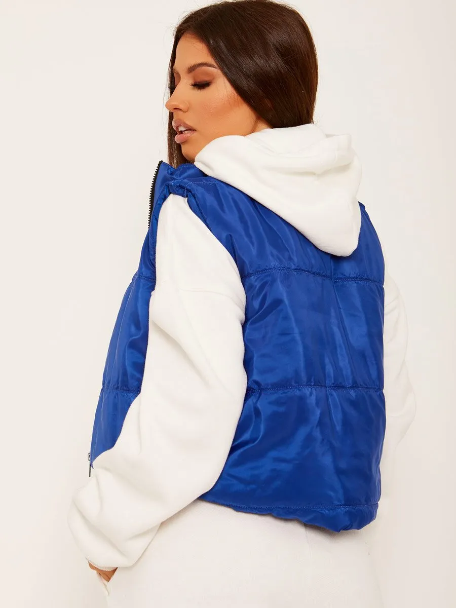 Yoli Cropped Padded Gilet In Royal